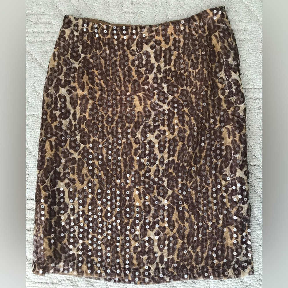 “Maxou” Pencil Leopard Sequins Skirt